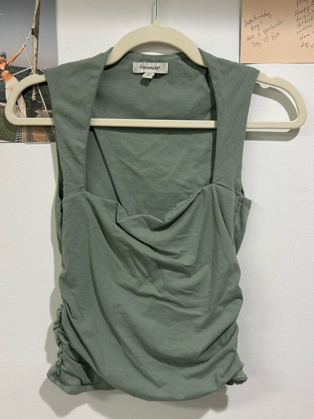 Francesca's Collections Sage Green Sleeveless Cowl Neck Top